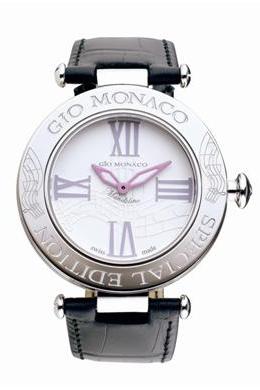 Gio Monaco Womens 781-A-F Mandolino Collection Quartz Musical Notes and Diamonds on Bezel White Dial Watch